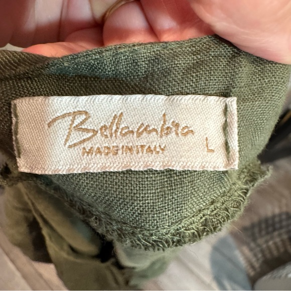 Bellambra Olive Green 3/4 Sleeve Linen Dress - Large - Picture 6 of 8